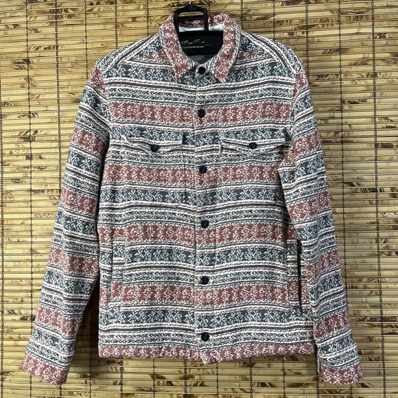 Wellen Organic Cotton Jacquard Chore Coat Mens M Woven Aztec Geometric Jacket